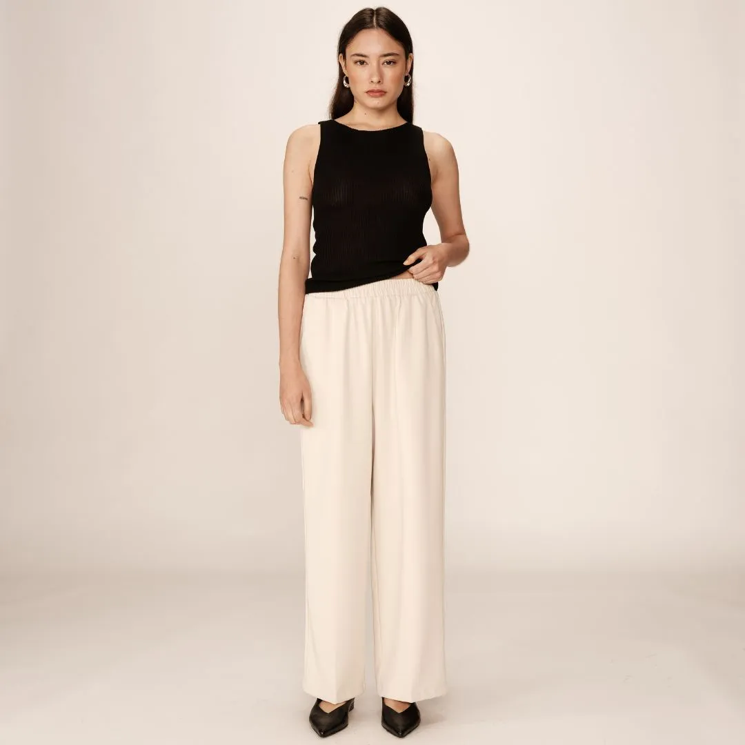 Ecru Wide Leg Trousers - ONE SIZE
