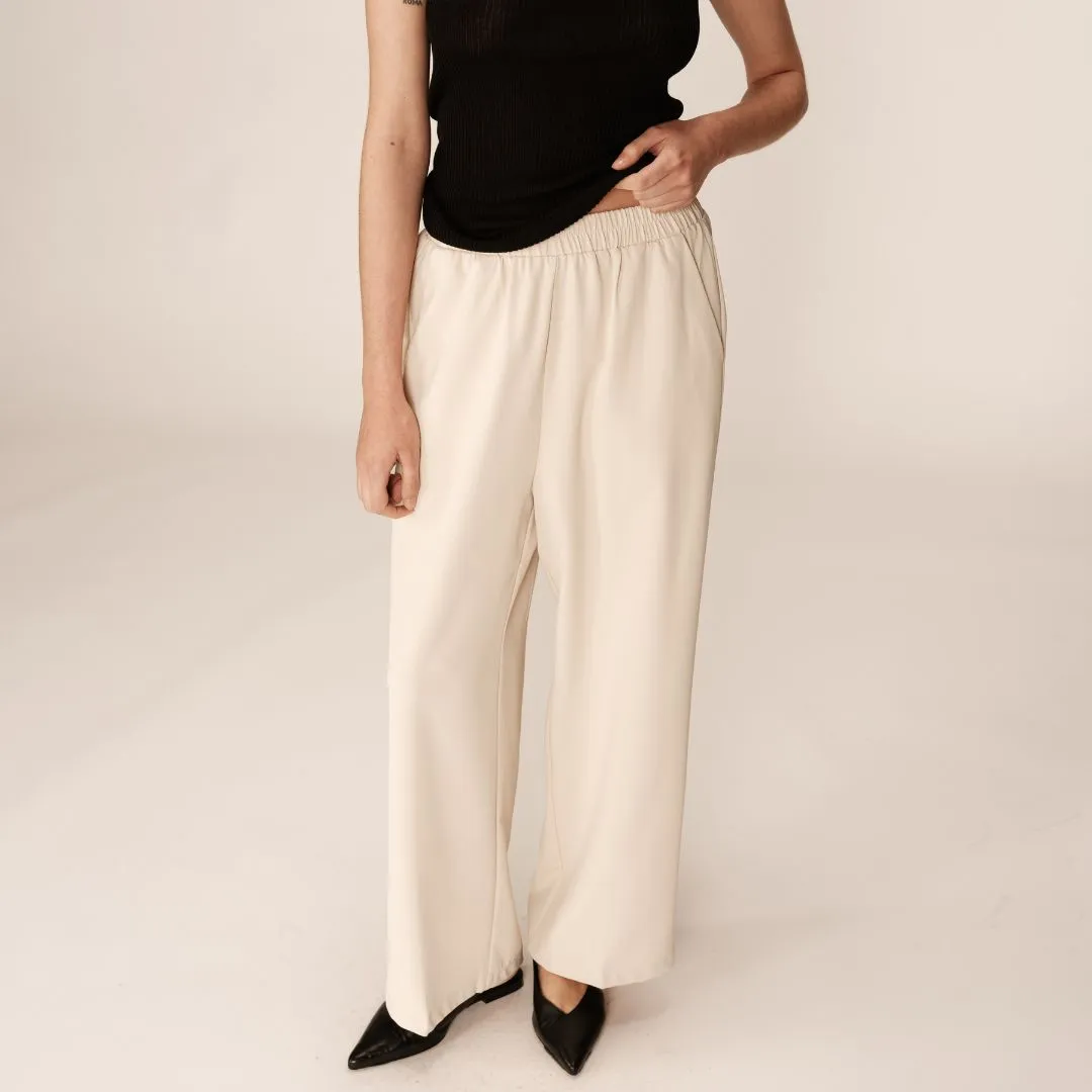 Ecru Wide Leg Trousers - ONE SIZE
