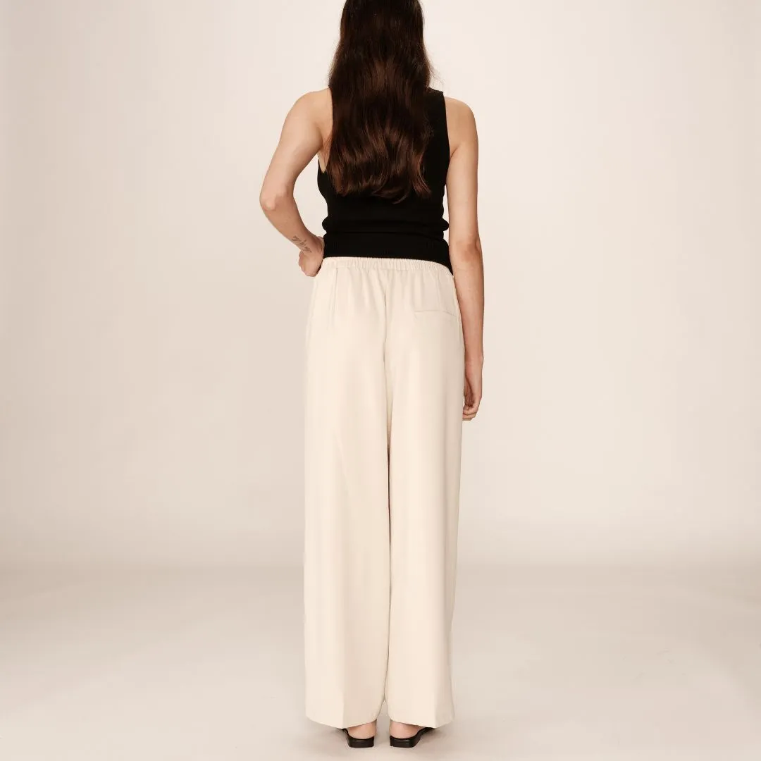 Ecru Wide Leg Trousers - ONE SIZE