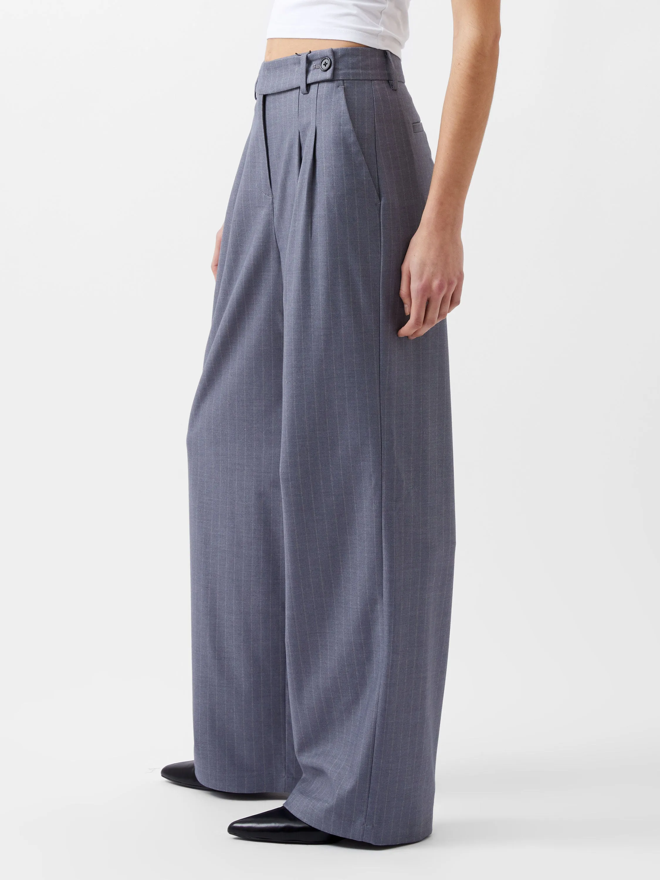 French Connection Fiorella Pin Stripe Trousers-Grey-74XAW