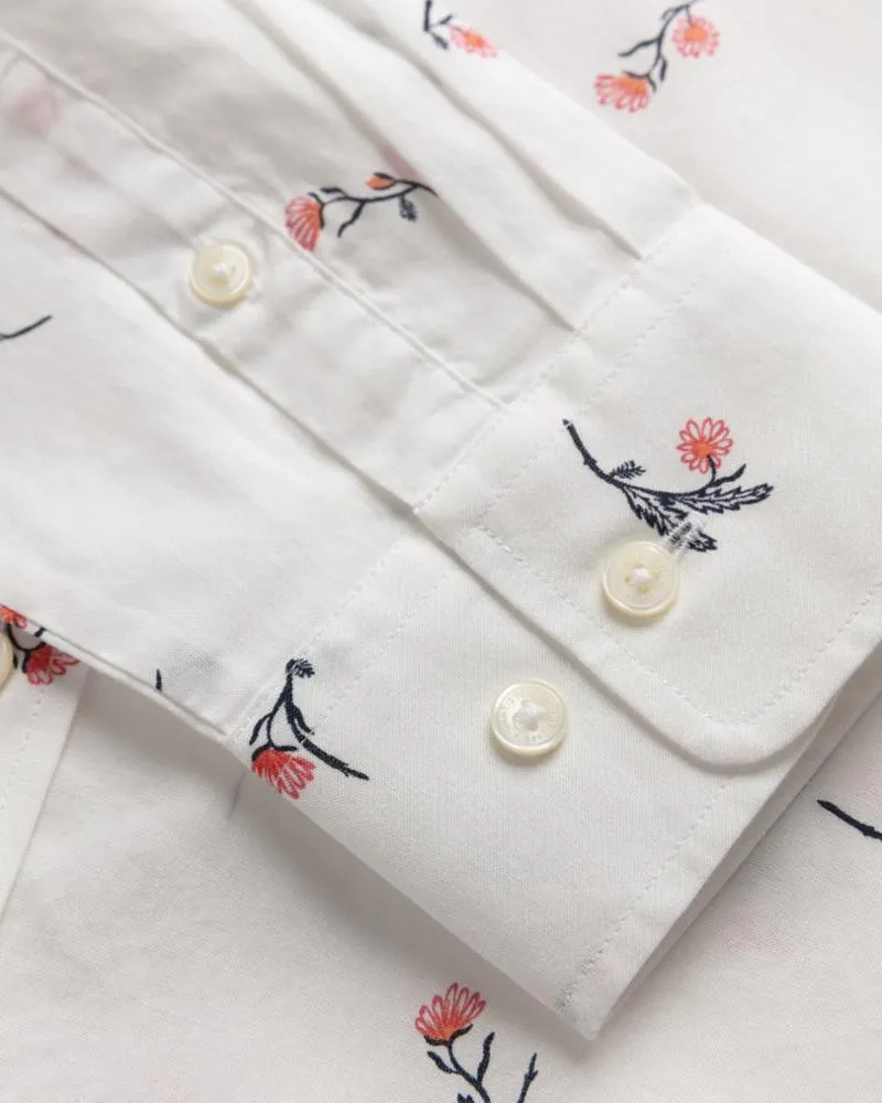 Gant Apparel Womens SMALL FLOWER REGULAR SHIRT 113/EGGSHELL