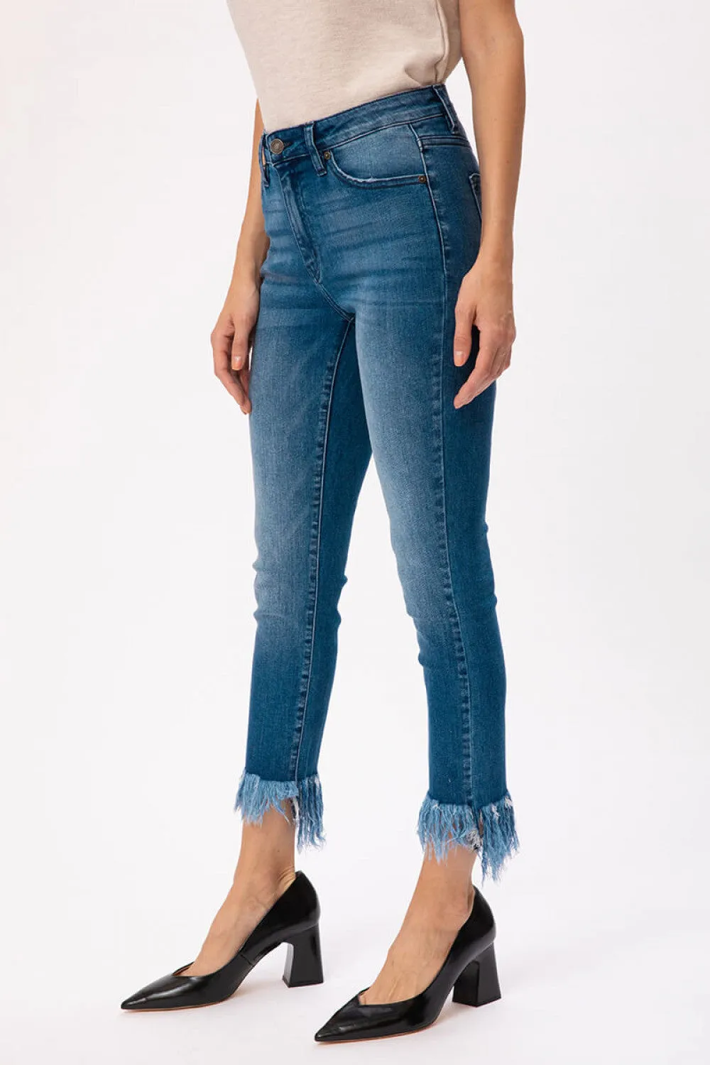 Gemma High Rise Skinny w/ Fringe Hem 7319D