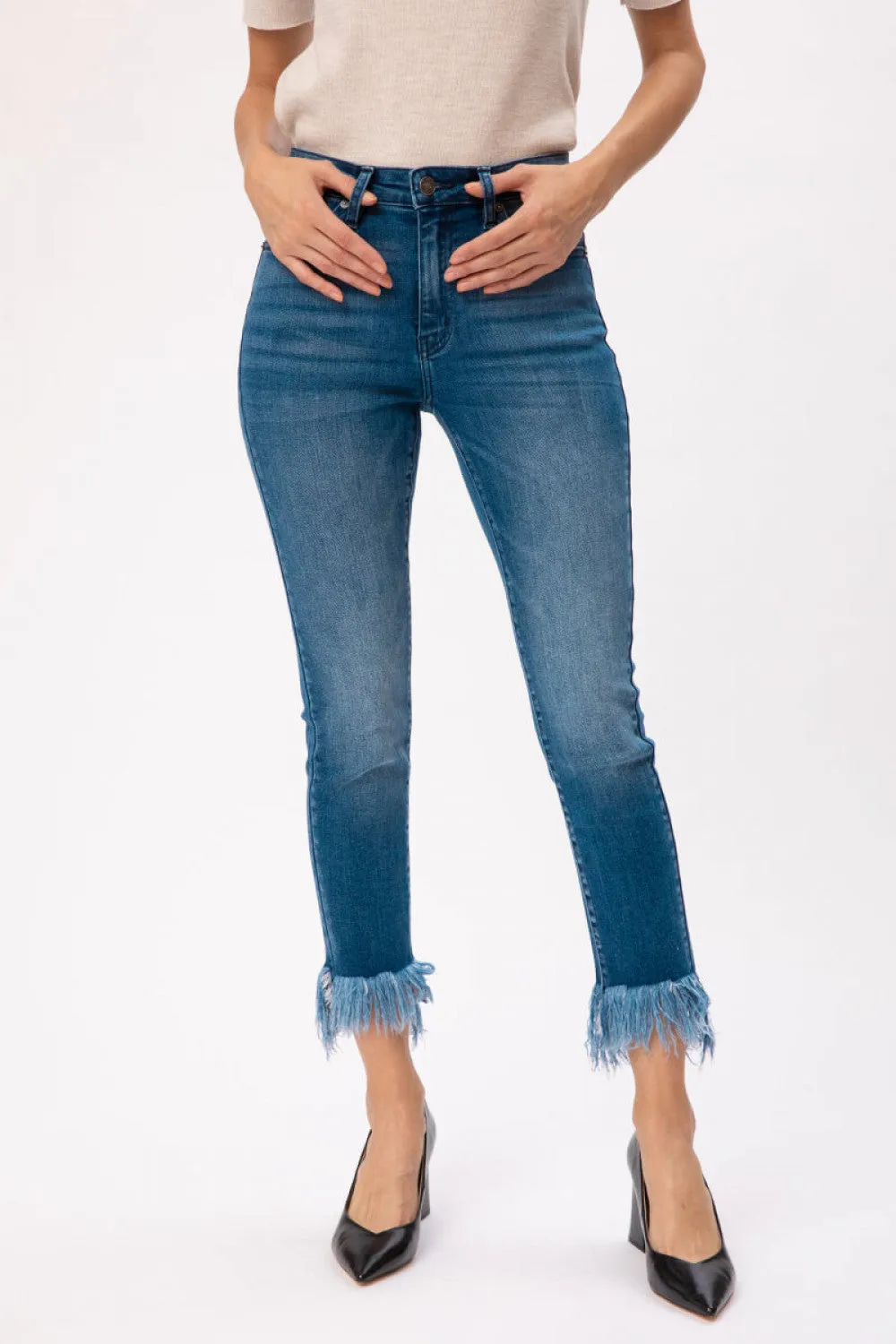 Gemma High Rise Skinny w/ Fringe Hem 7319D