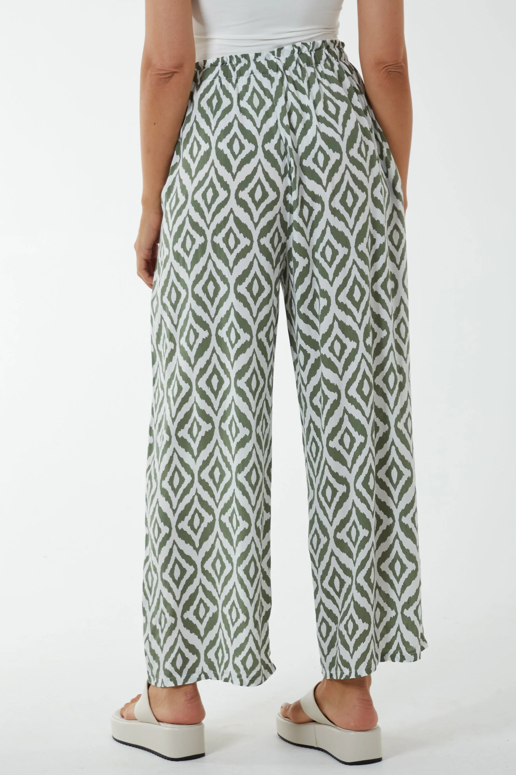 Geometric Print Wide Leg Trousers