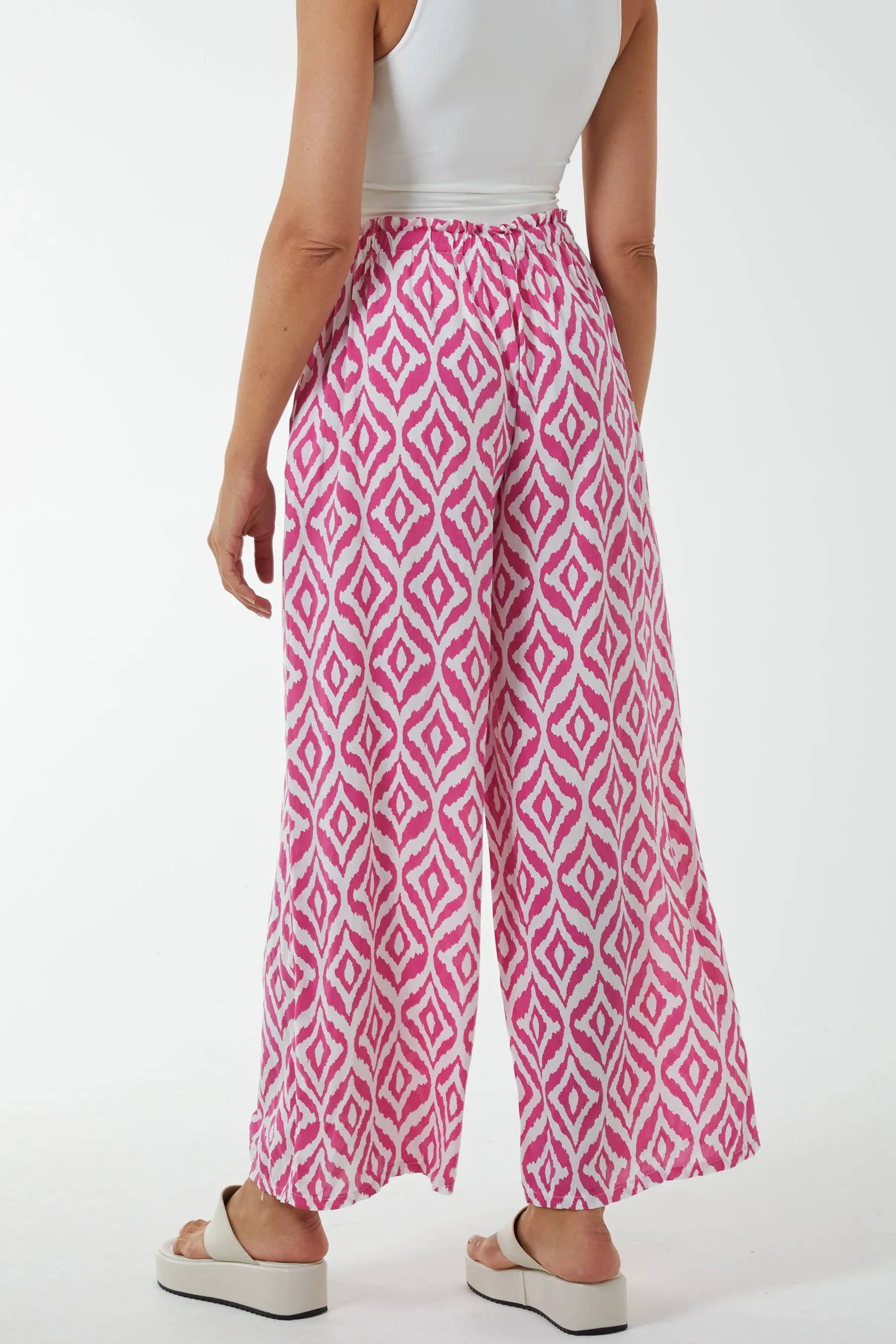Geometric Print Wide Leg Trousers