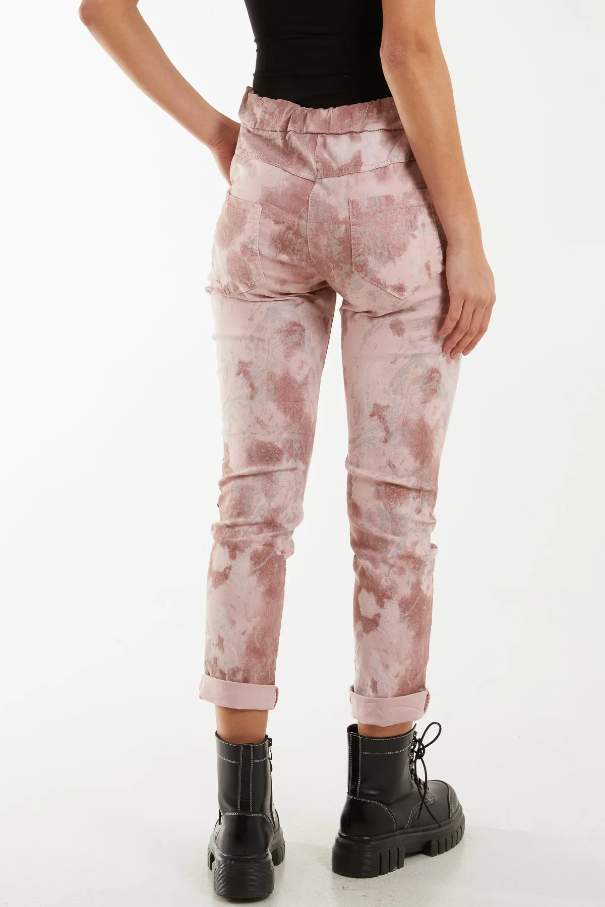 Glitter Tie Dye Magic String Crushed Trousers