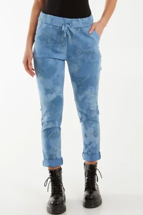 Glitter Tie Dye Magic String Crushed Trousers