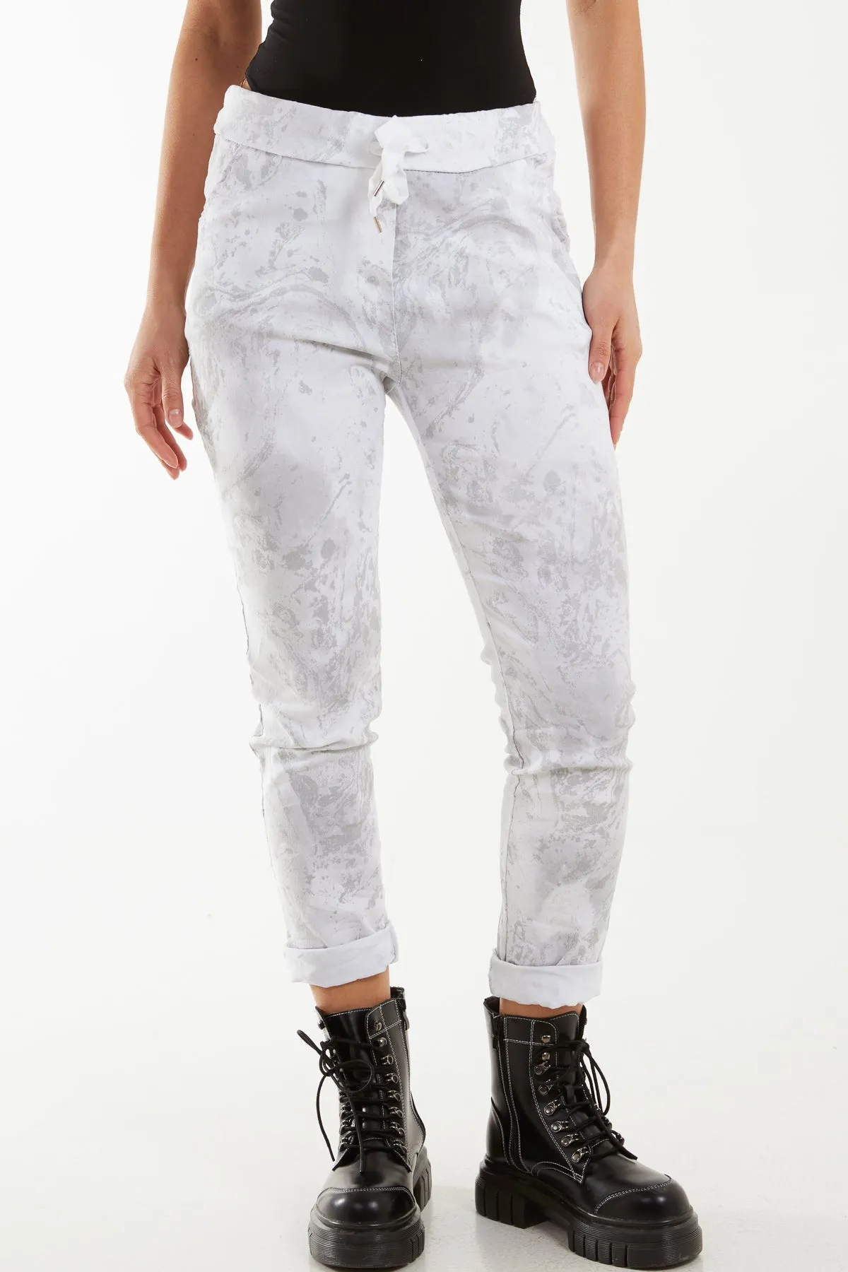 Glitter Tie Dye Magic String Crushed Trousers