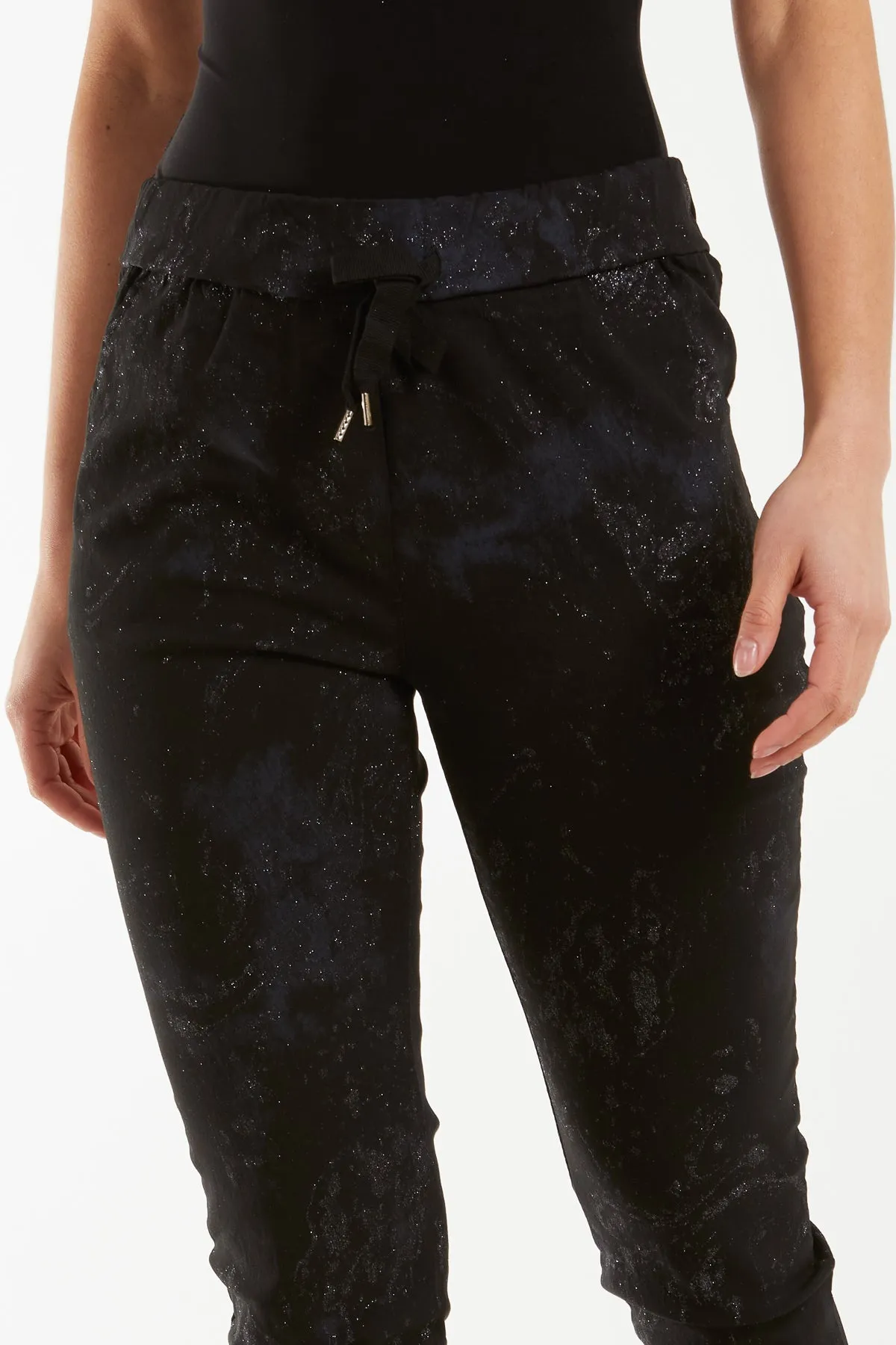 Glitter Tie Dye Magic String Crushed Trousers
