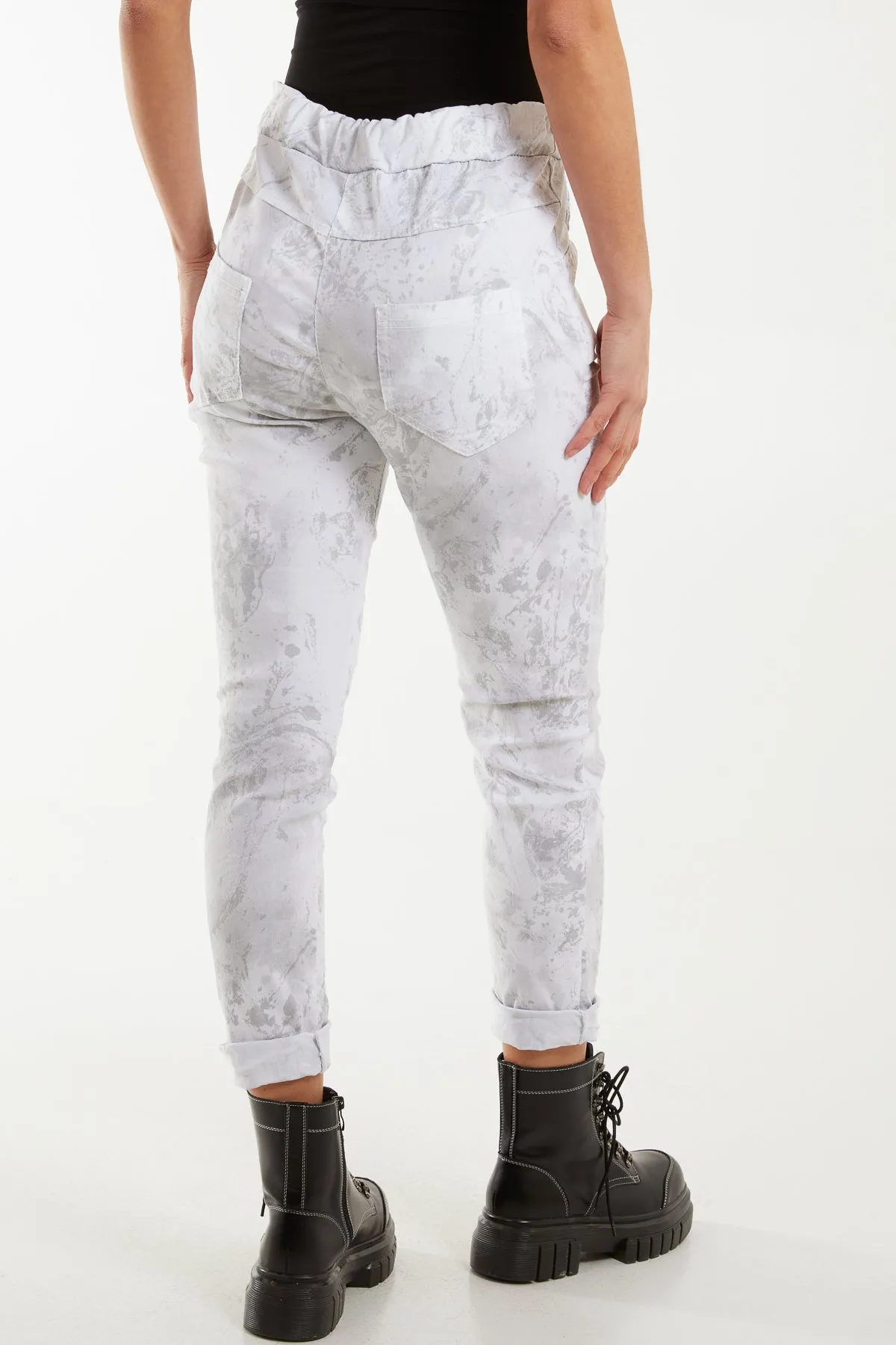 Glitter Tie Dye Magic String Crushed Trousers