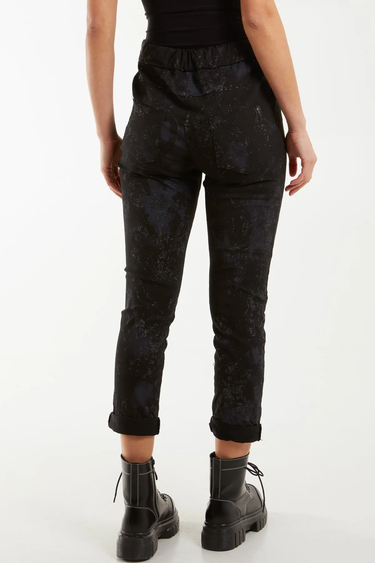 Glitter Tie Dye Magic String Crushed Trousers