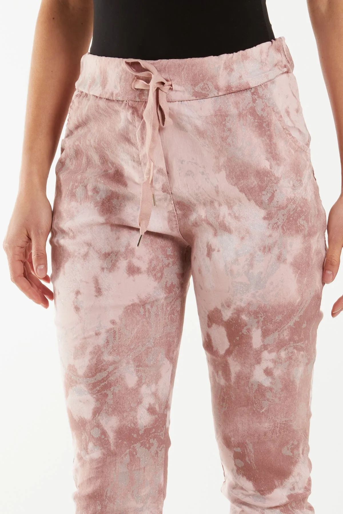 Glitter Tie Dye Magic String Crushed Trousers