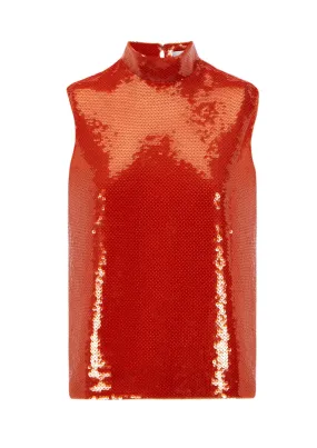 High-Neck Sequinned Vest Top