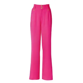 High Waisted Straight Linen Trouser