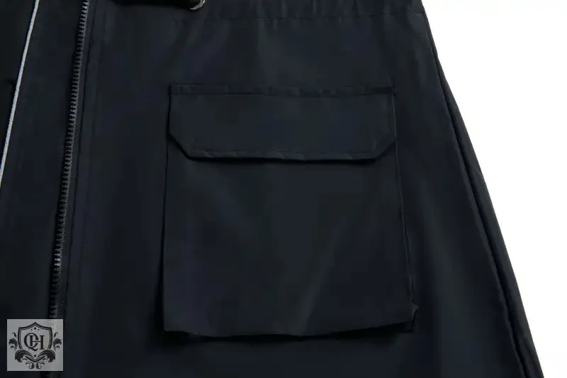 Hooded Stripped Lining Trench Coat