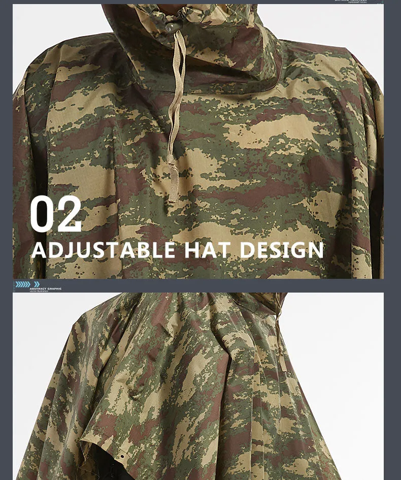 Impermeable Raincoats Women/Men Jungle Rain Poncho Backpack Camouflage Rain Coat Cycling Climbing Hiking Travel Rain Cover