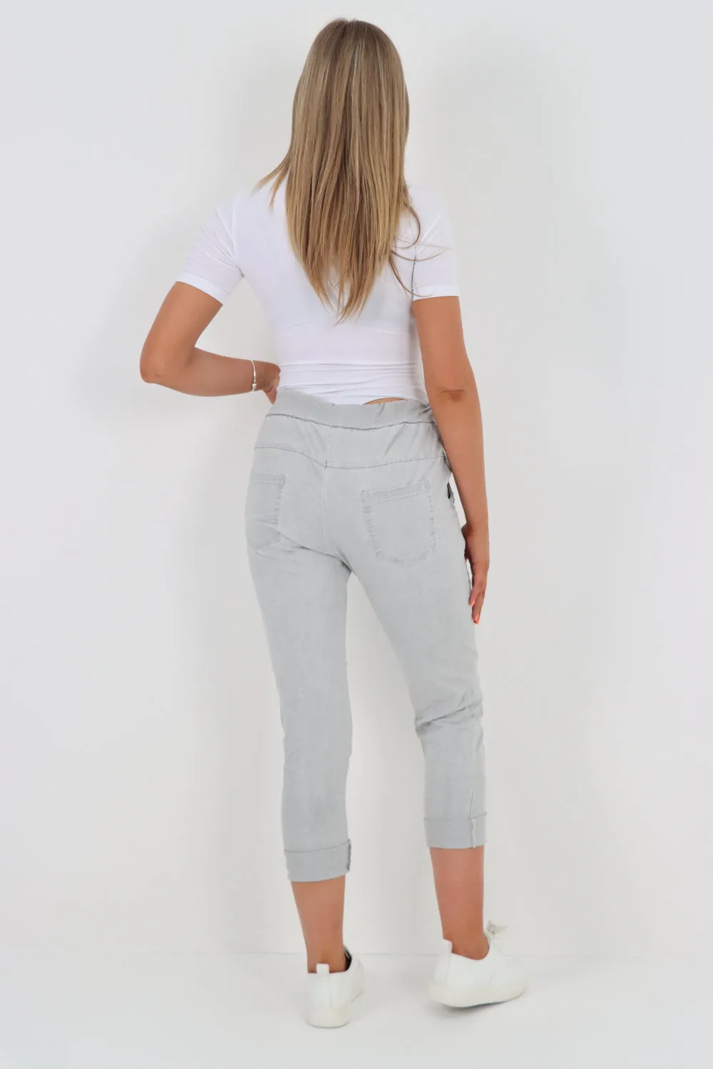 Italian Pockets Diamante Stud Detail Trousers