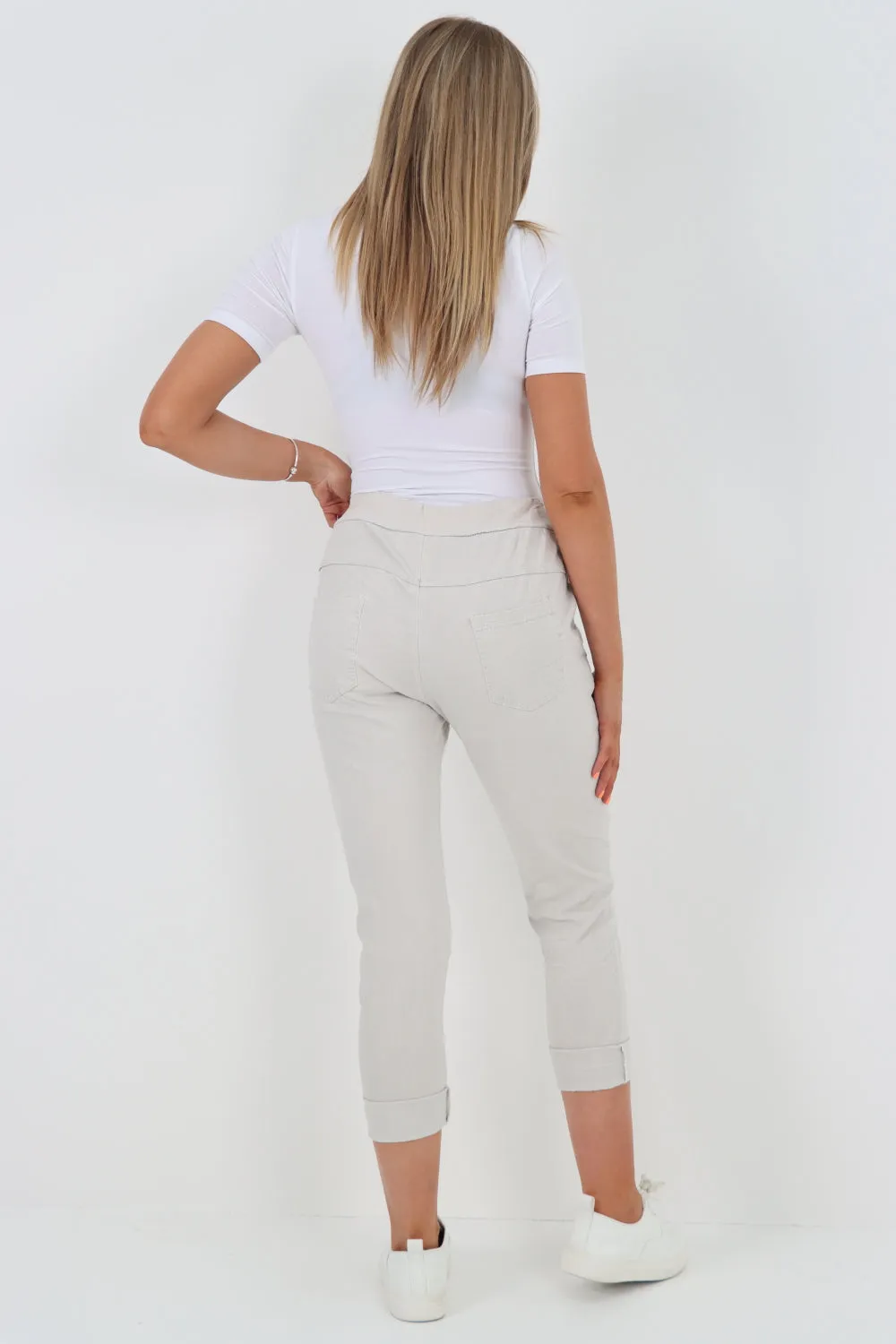 Italian Pockets Diamante Stud Detail Trousers