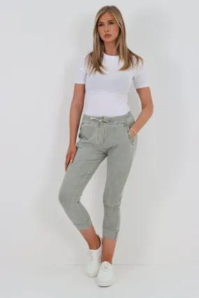 Italian Pockets Diamante Stud Detail Trousers