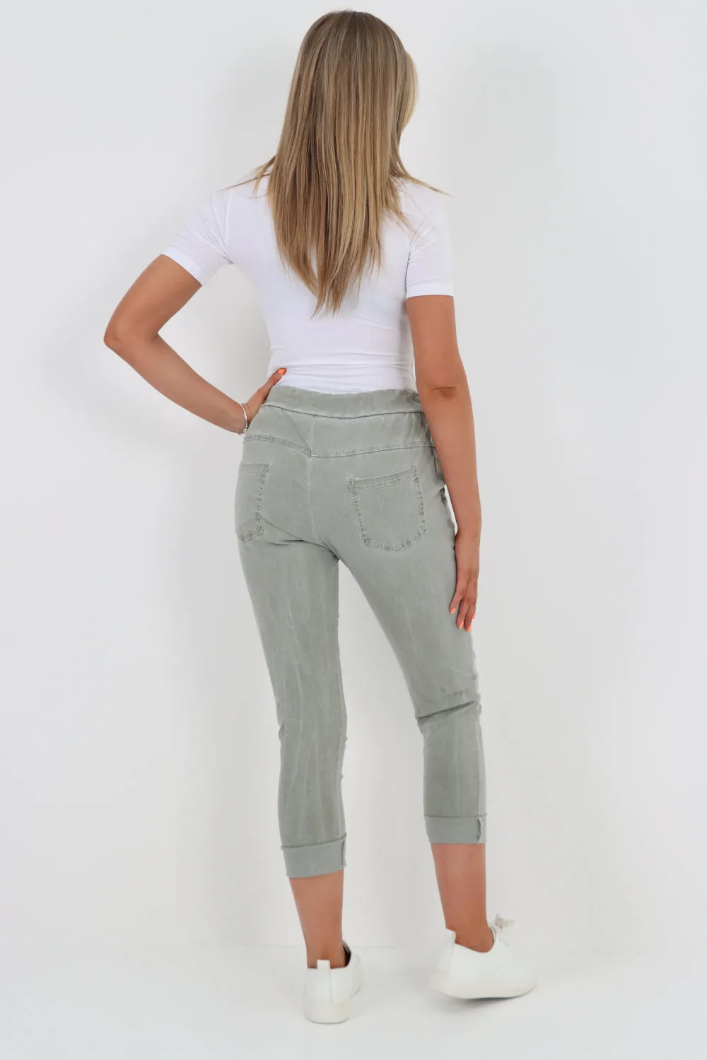 Italian Pockets Diamante Stud Detail Trousers