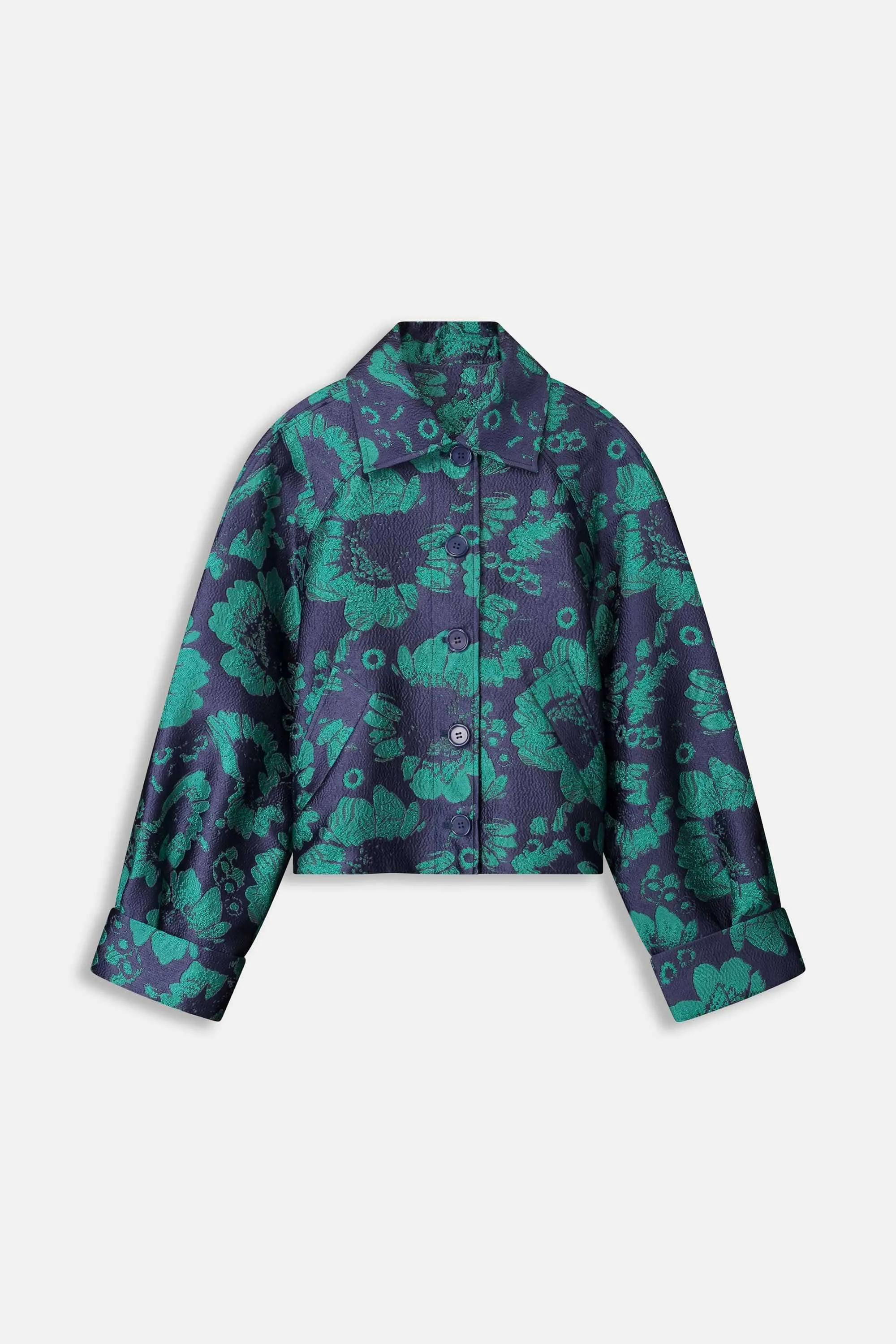 JACKET - Floral Jacquard Fresh Blue