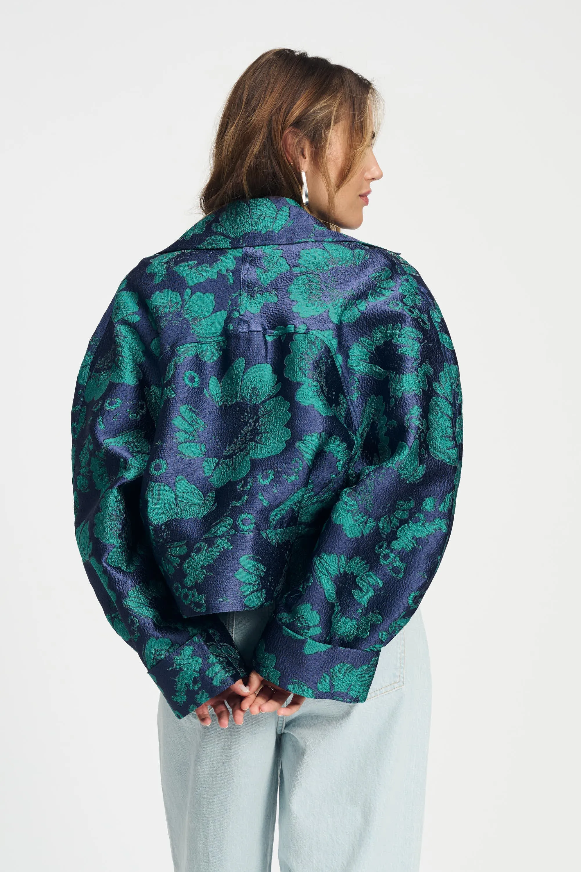 JACKET - Floral Jacquard Fresh Blue