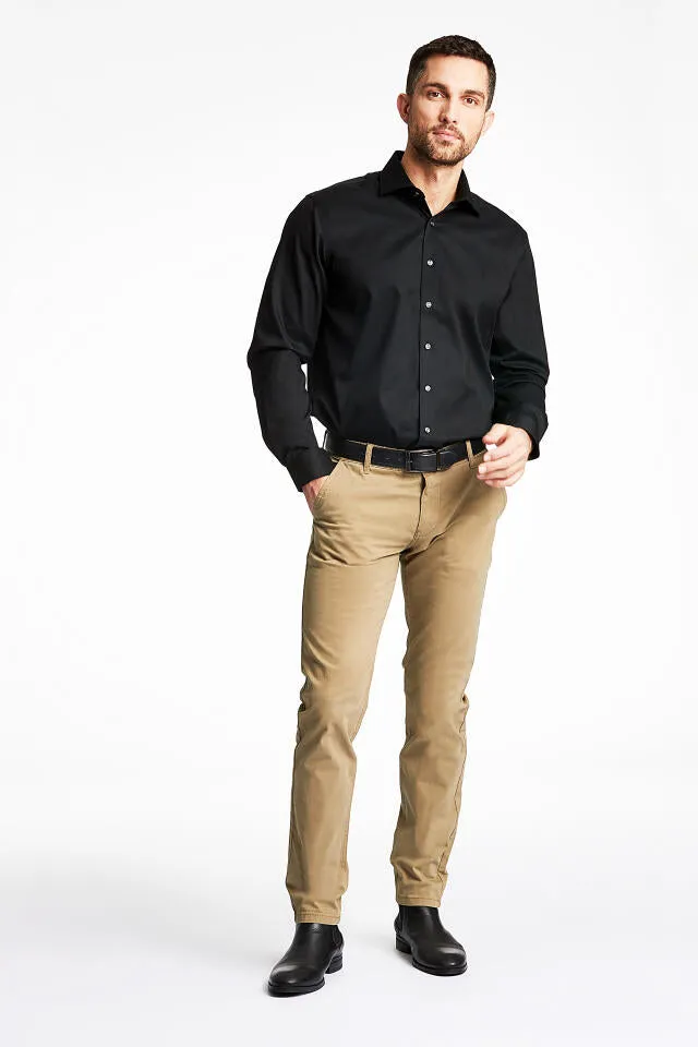 Lindbergh Plain Fine Twill Non Iron Stain Resistant Shirt | Black