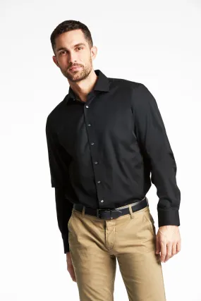 Lindbergh Plain Fine Twill Non Iron Stain Resistant Shirt | Black