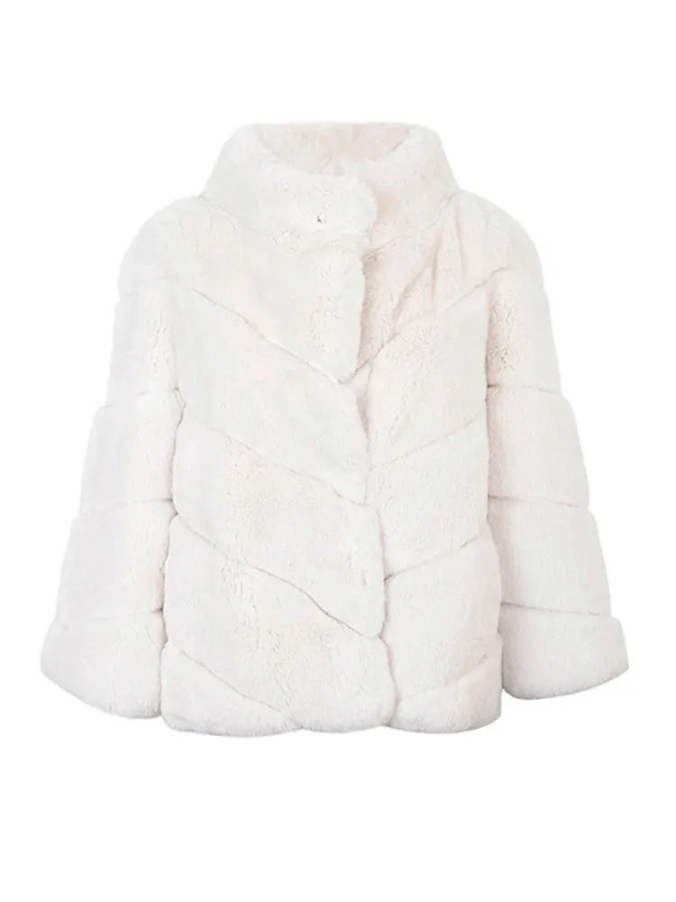 Luxurious Women’s Real Rex Rabbit Fur Coat – Perfect Winter Warmth and Style