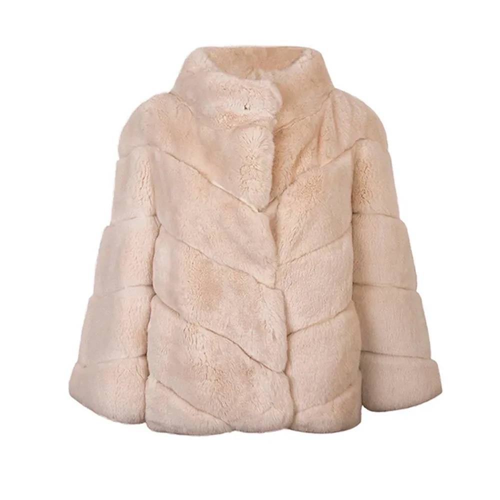 Luxurious Women’s Real Rex Rabbit Fur Coat – Perfect Winter Warmth and Style
