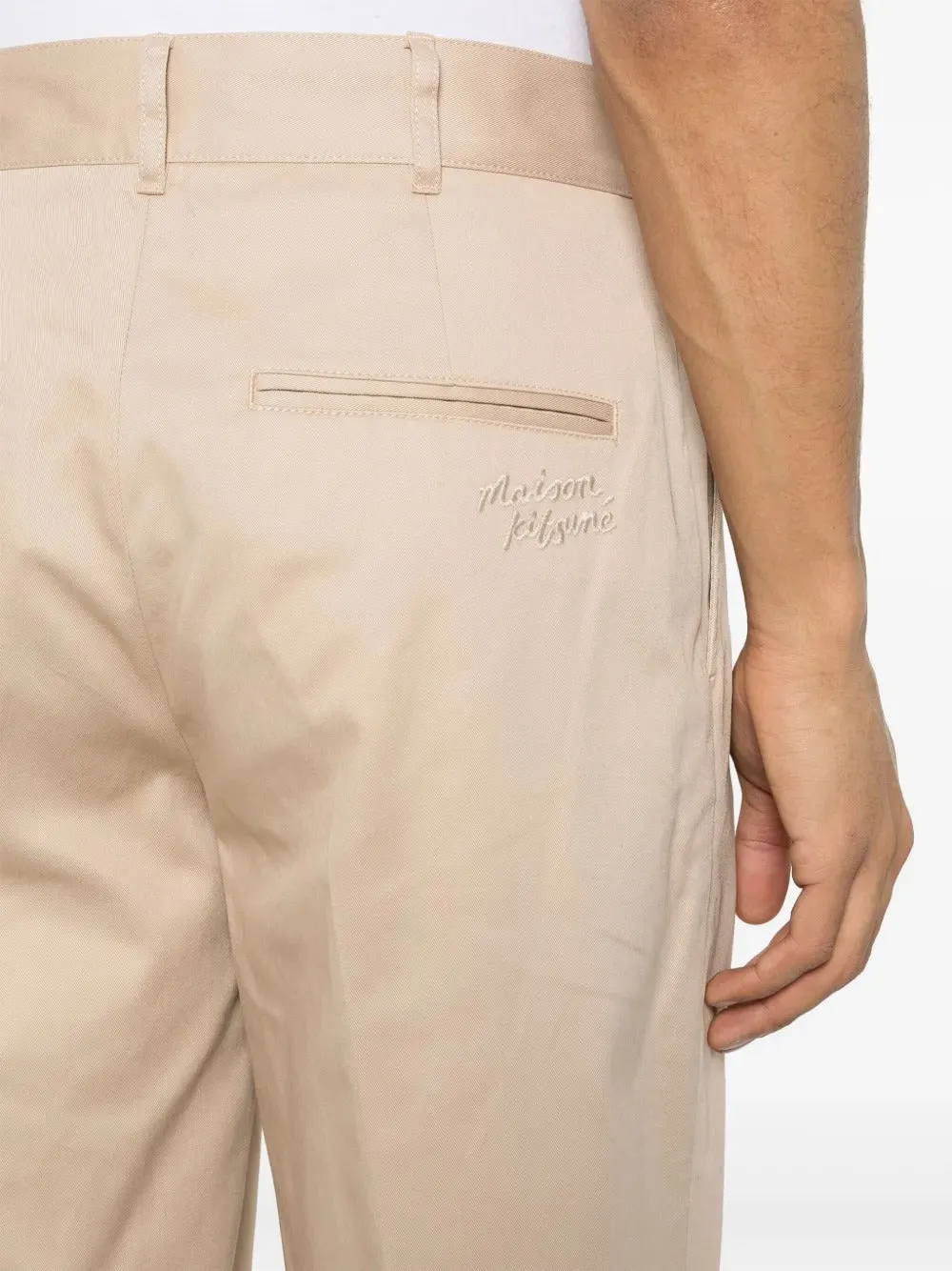 Maison Kitsuné Mens logo-embroidered cotton trousers apnts IT 44 US 34 x 28