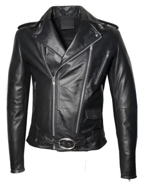 Men Washed Vintage Motorcycle Leather Jacket