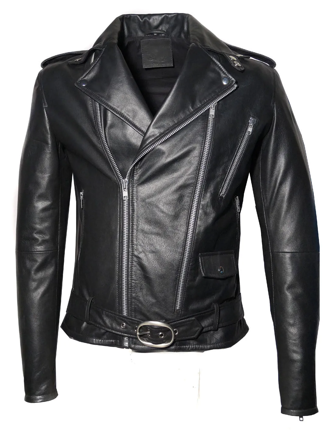 Men Washed Vintage Motorcycle Leather Jacket