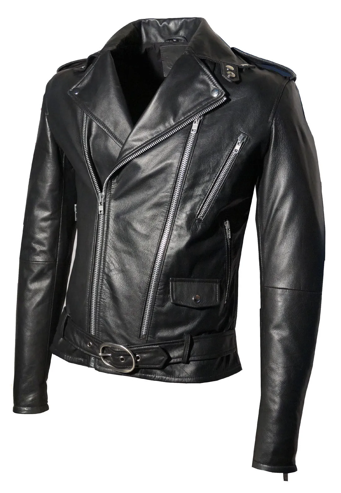 Men Washed Vintage Motorcycle Leather Jacket