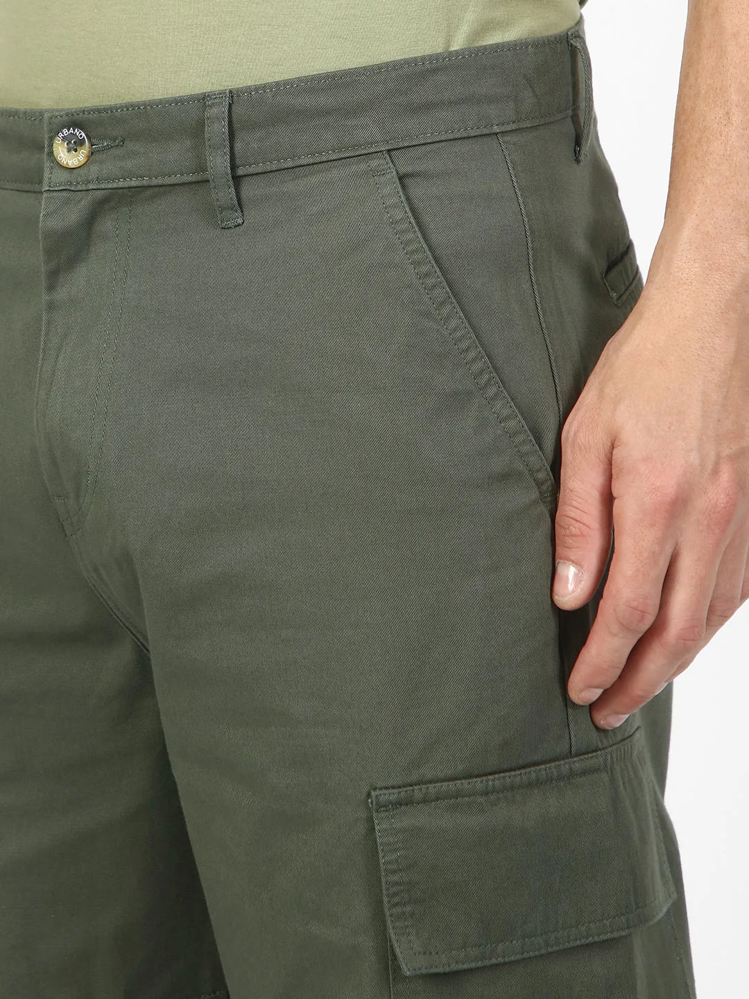 Men's Light Grey Loose Baggy Fit Solid Cargo Chino Pant with 6 Pockets Non-Stretchable