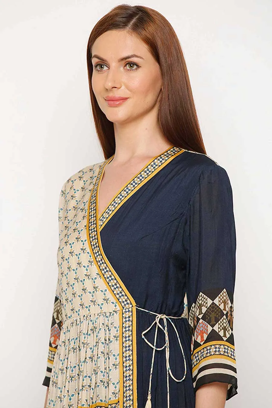 Multicolor Print Wrap Dress