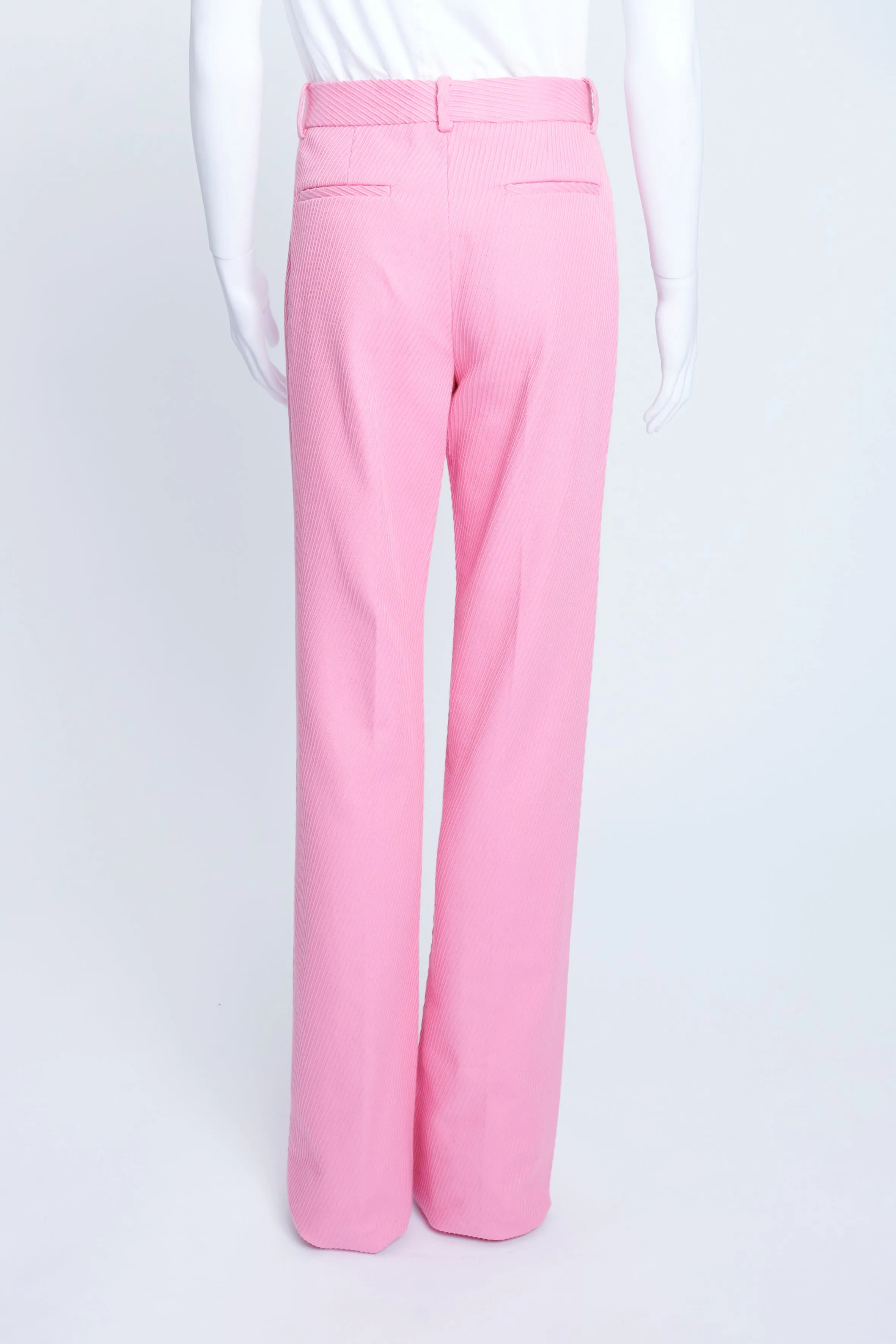 Pink Cotton Cord Wide Straight Leg Trousers