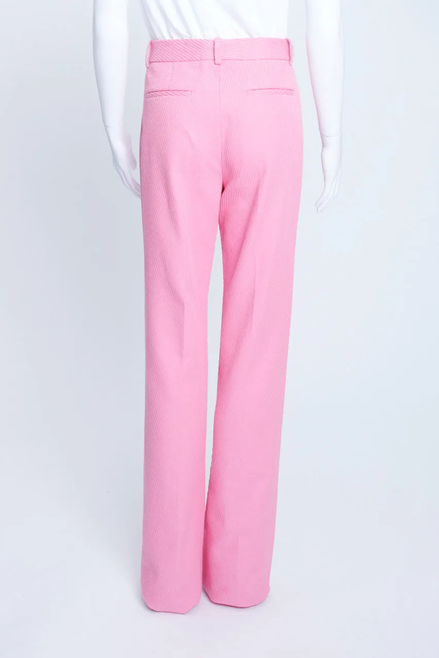 Pink Cotton Cord Wide Straight Leg Trousers