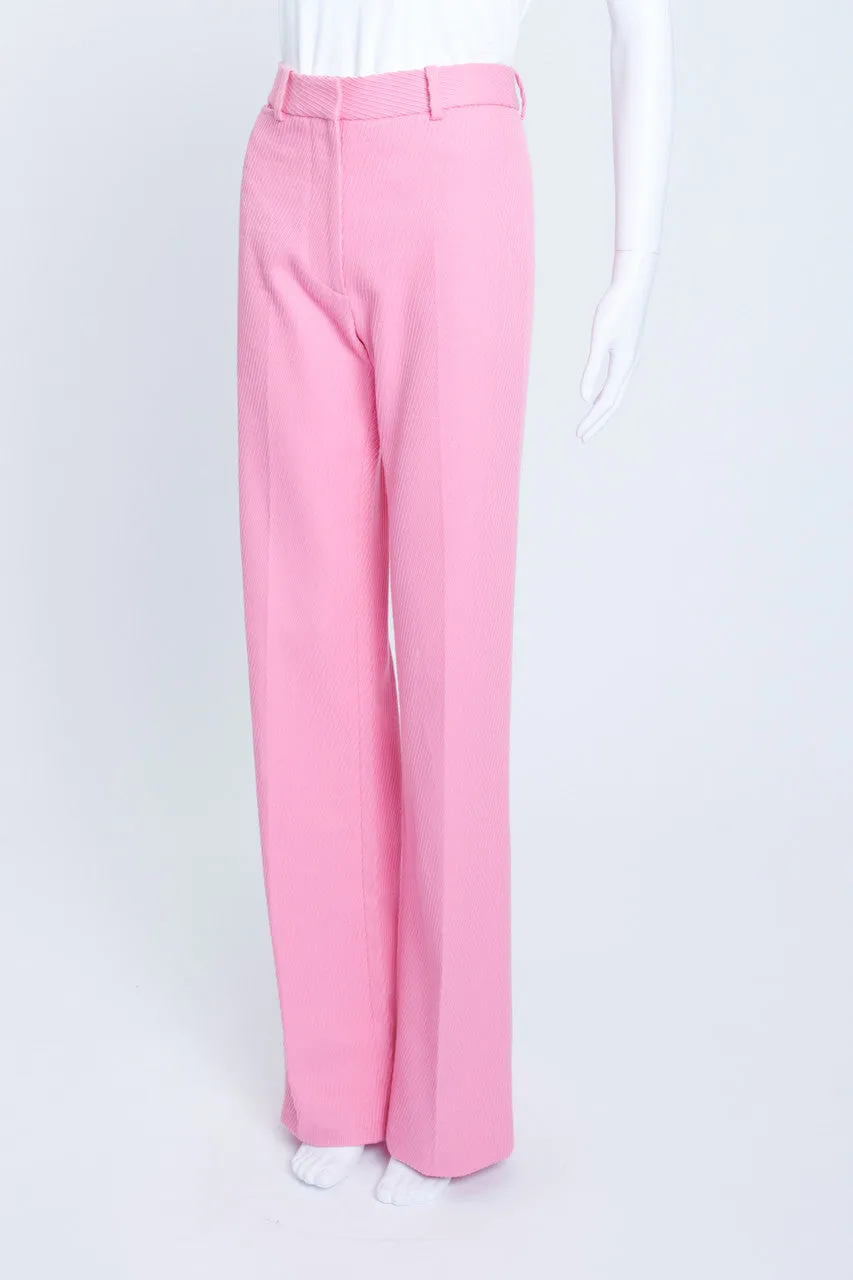 Pink Cotton Cord Wide Straight Leg Trousers