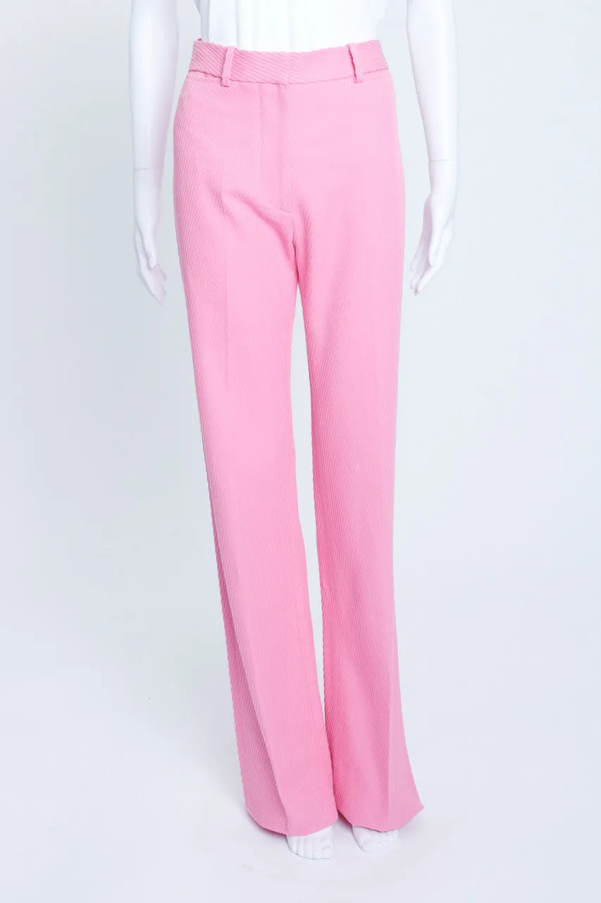 Pink Cotton Cord Wide Straight Leg Trousers