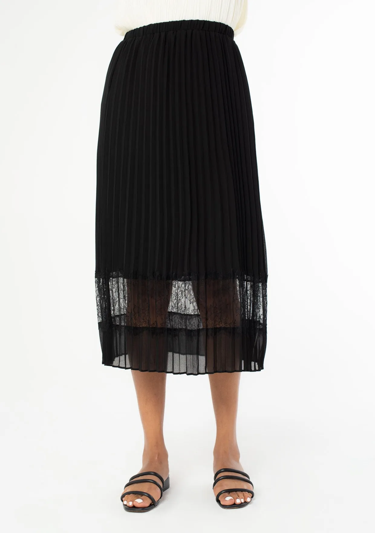 Pleated Chiffon Midi Skirt