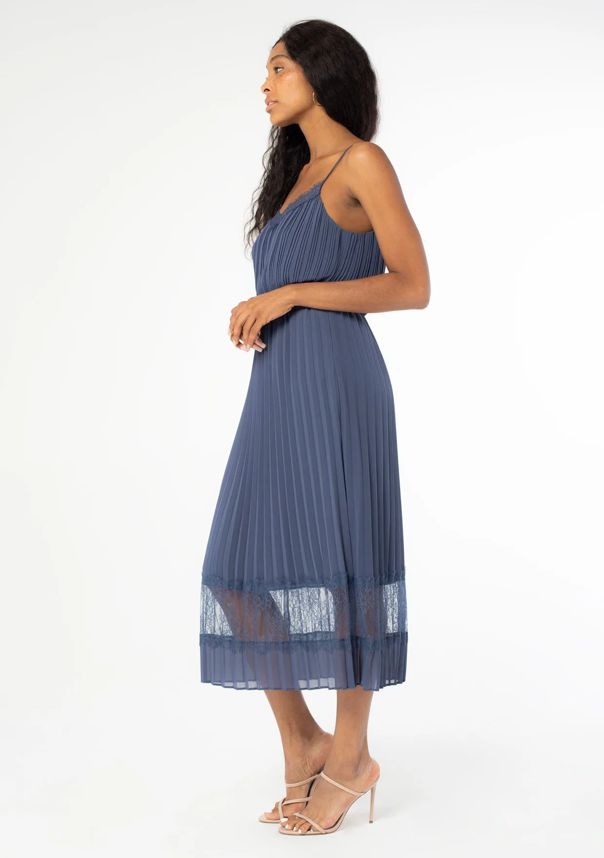 Pleated Chiffon Midi Skirt