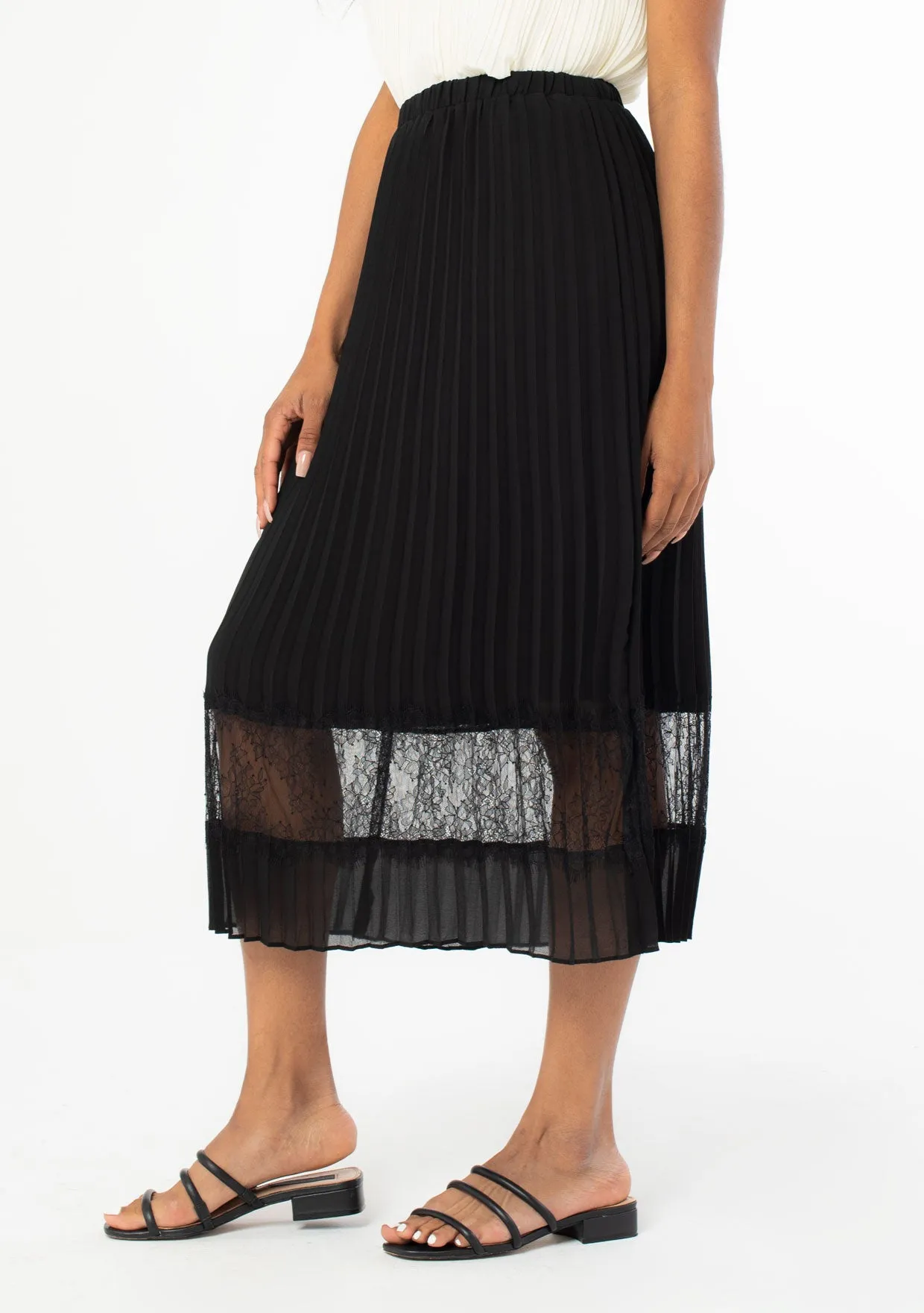Pleated Chiffon Midi Skirt