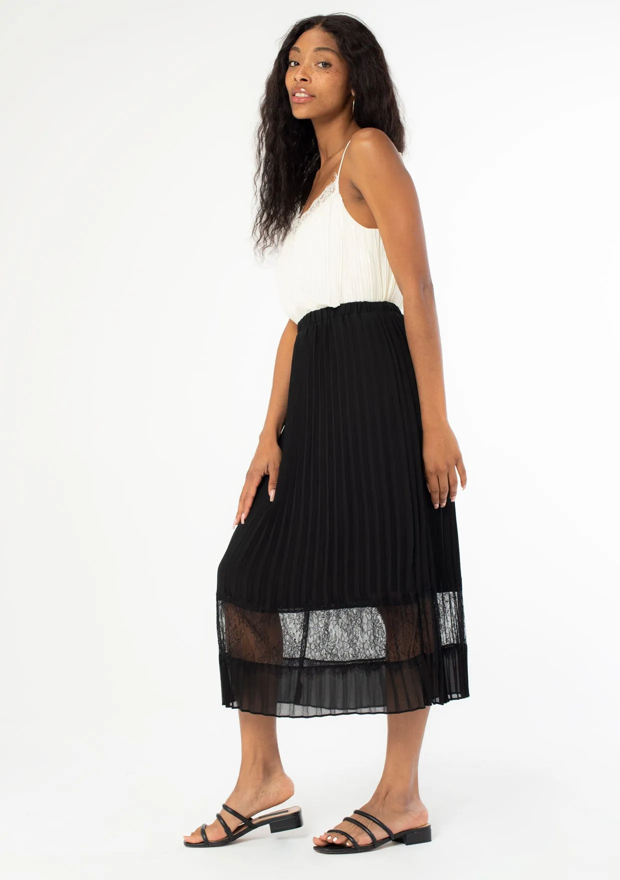 Pleated Chiffon Midi Skirt