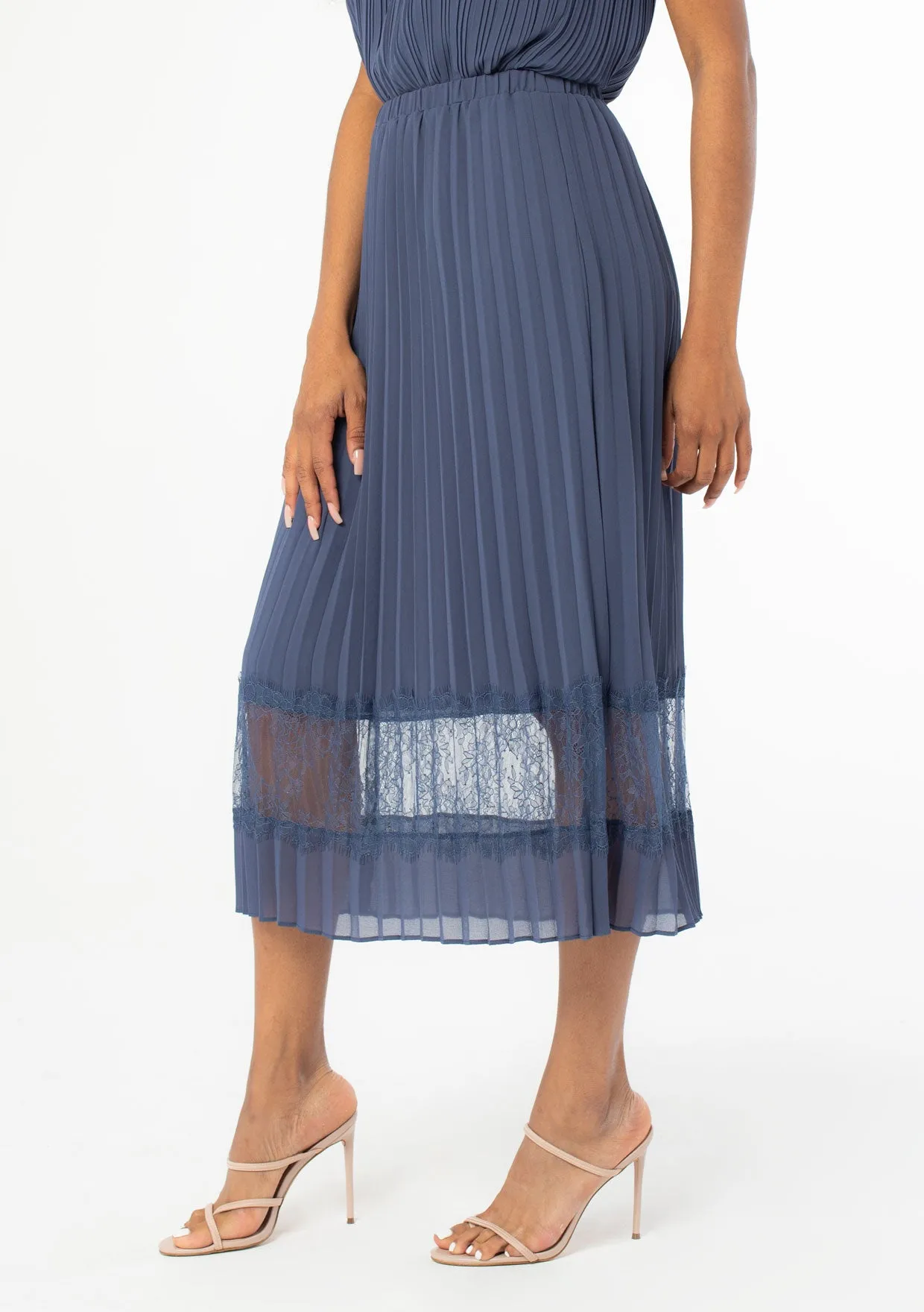 Pleated Chiffon Midi Skirt