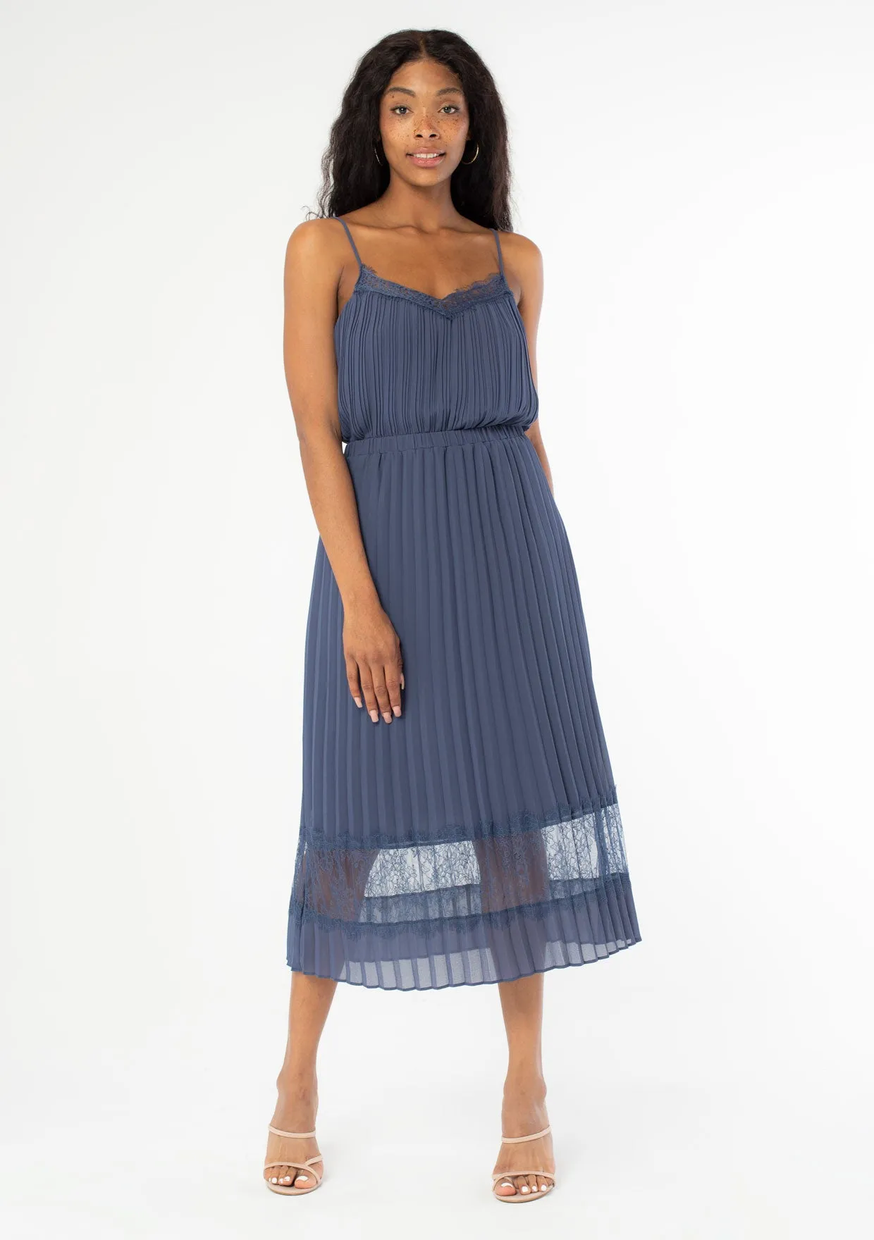Pleated Chiffon Midi Skirt