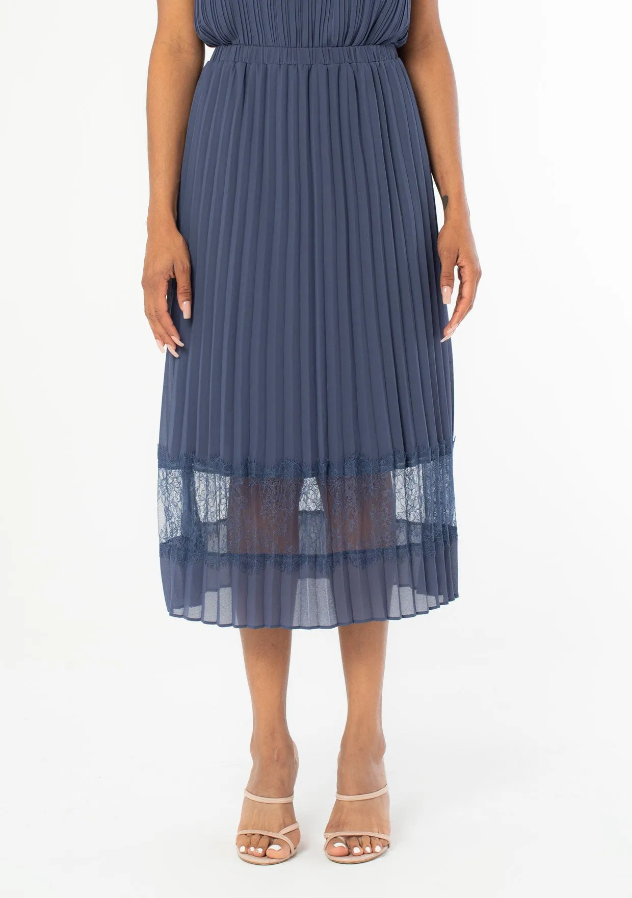 Pleated Chiffon Midi Skirt