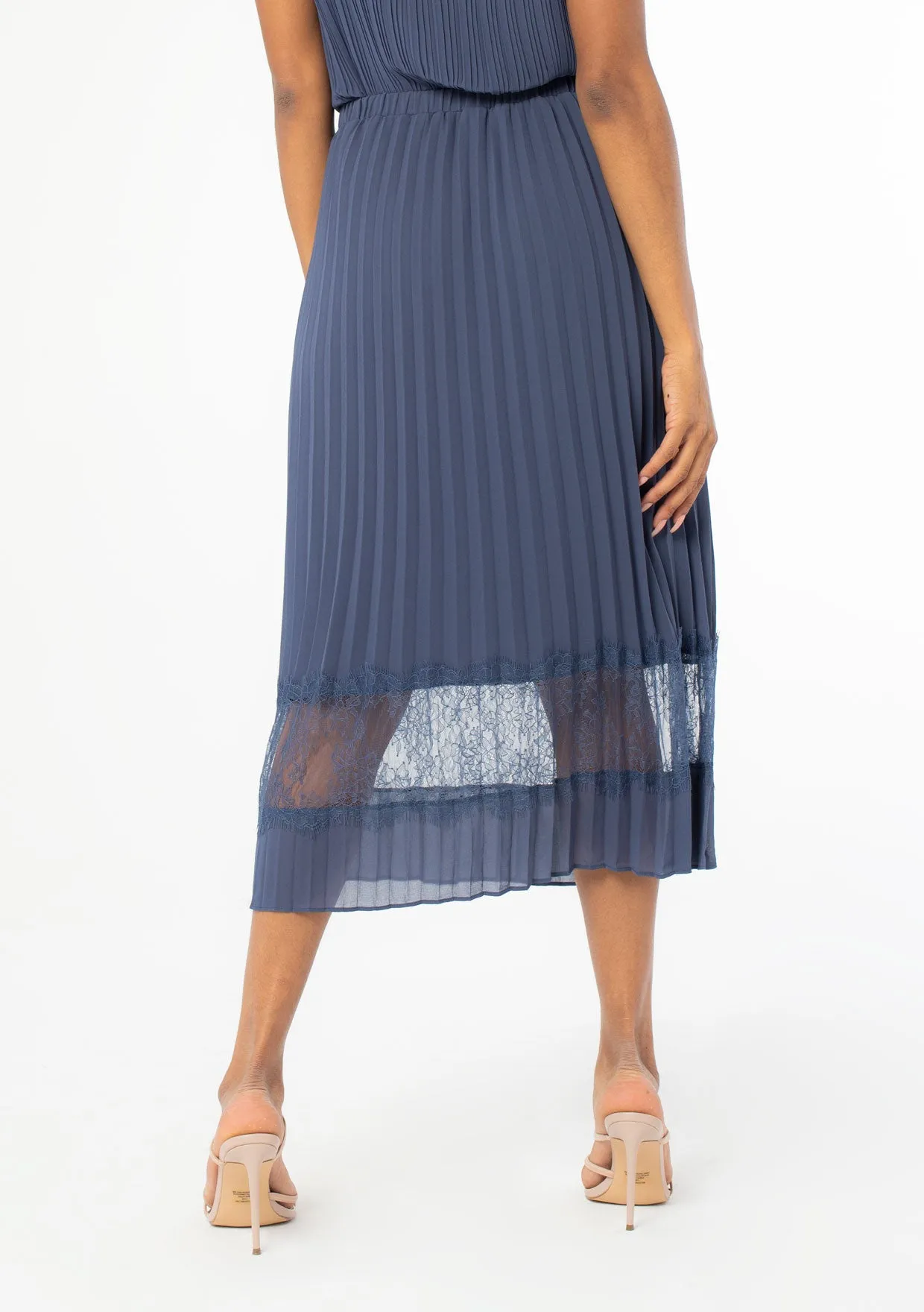 Pleated Chiffon Midi Skirt