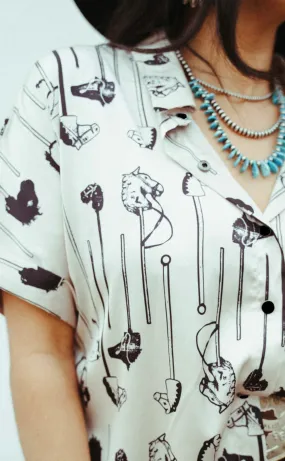 Pony Up Satin Button Shirt