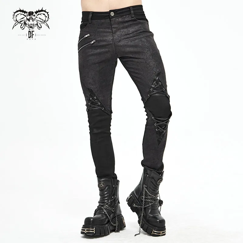 PT137 Punk glued fake two pieces men trousers